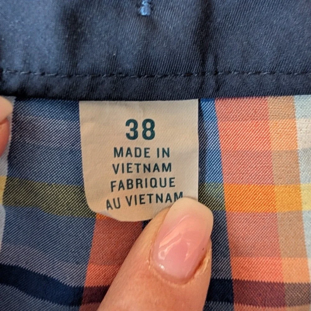 Tommy‎ Bahama Cargo Shorts Mens 38 Blue Orange Plaid Stretch Hybrid Performance